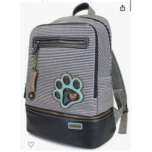 Chala Adult Backpack Black/White Stripes Dog Theme Laptop Holder Lunchbox